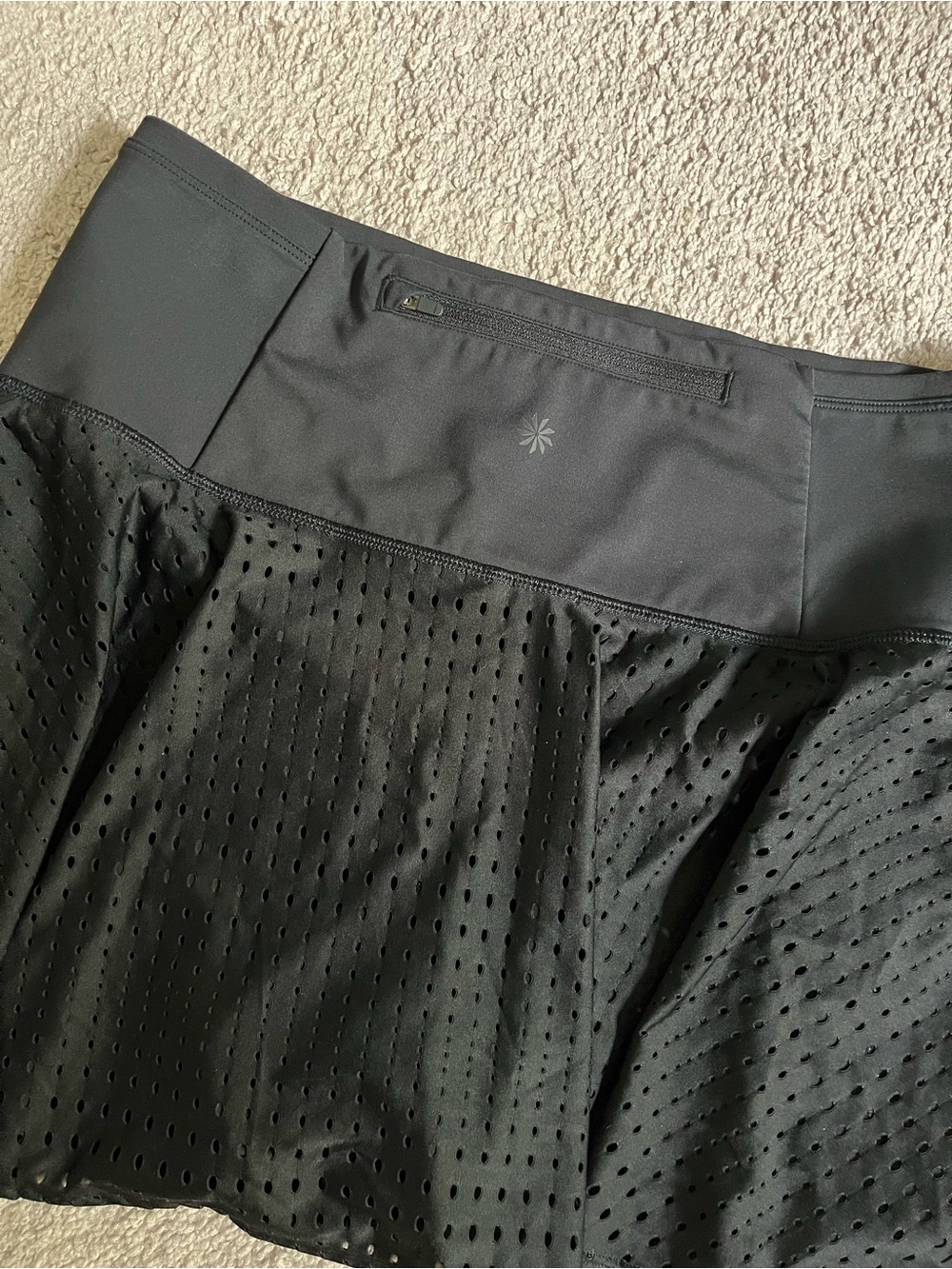 Athleta Black Athletic Skort with Perforated Mesh Layer